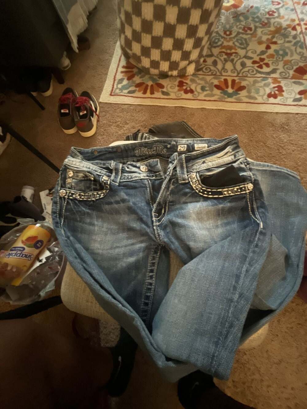Miss Me Women's Straight Leg Embellished Pocket Jeans Size 29